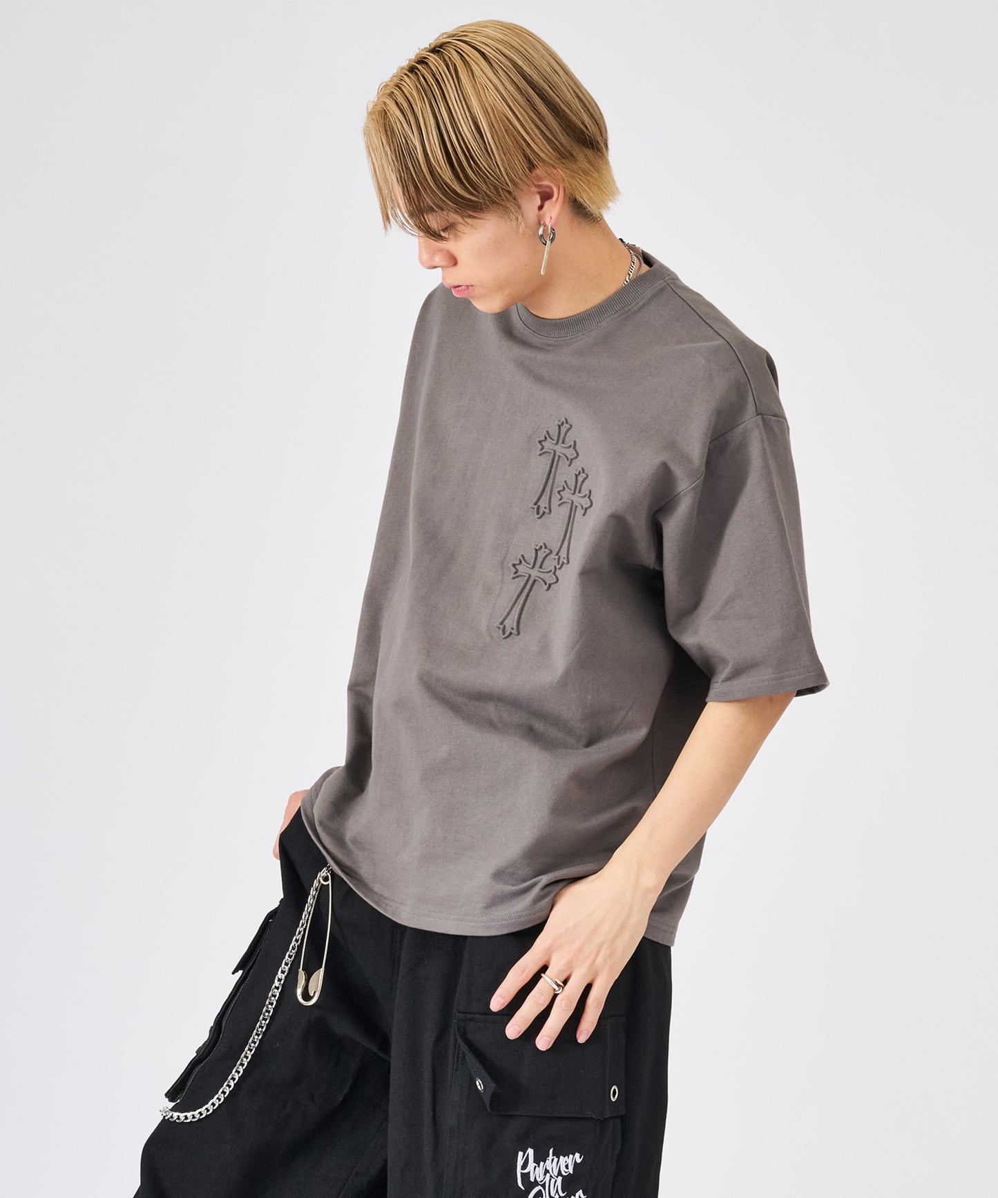 クロスエンボス半袖Tee