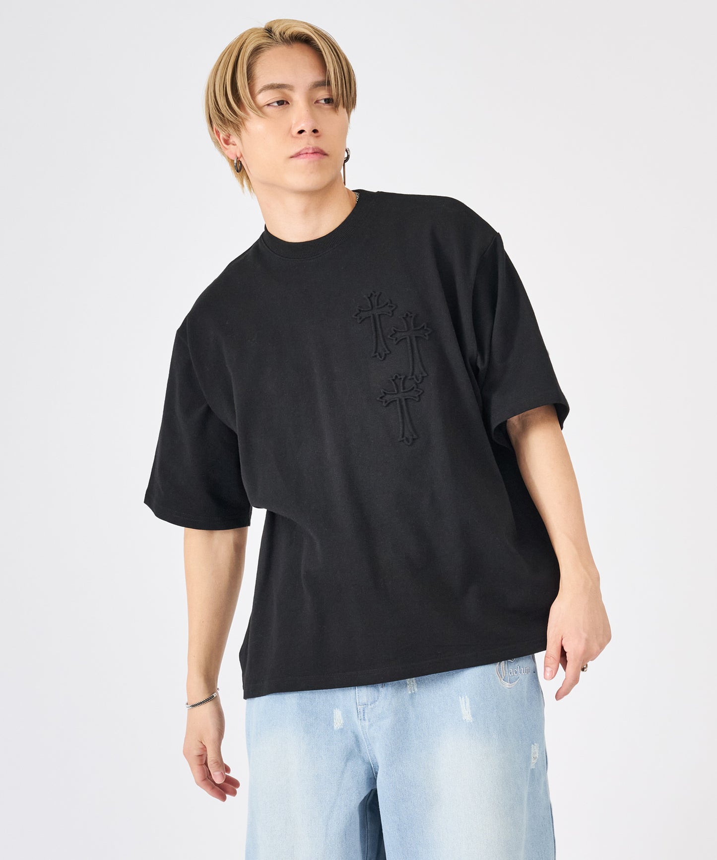 クロスエンボス半袖Tee