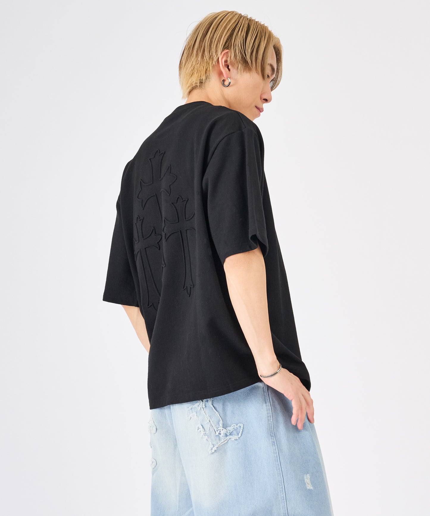 クロスエンボス半袖Tee