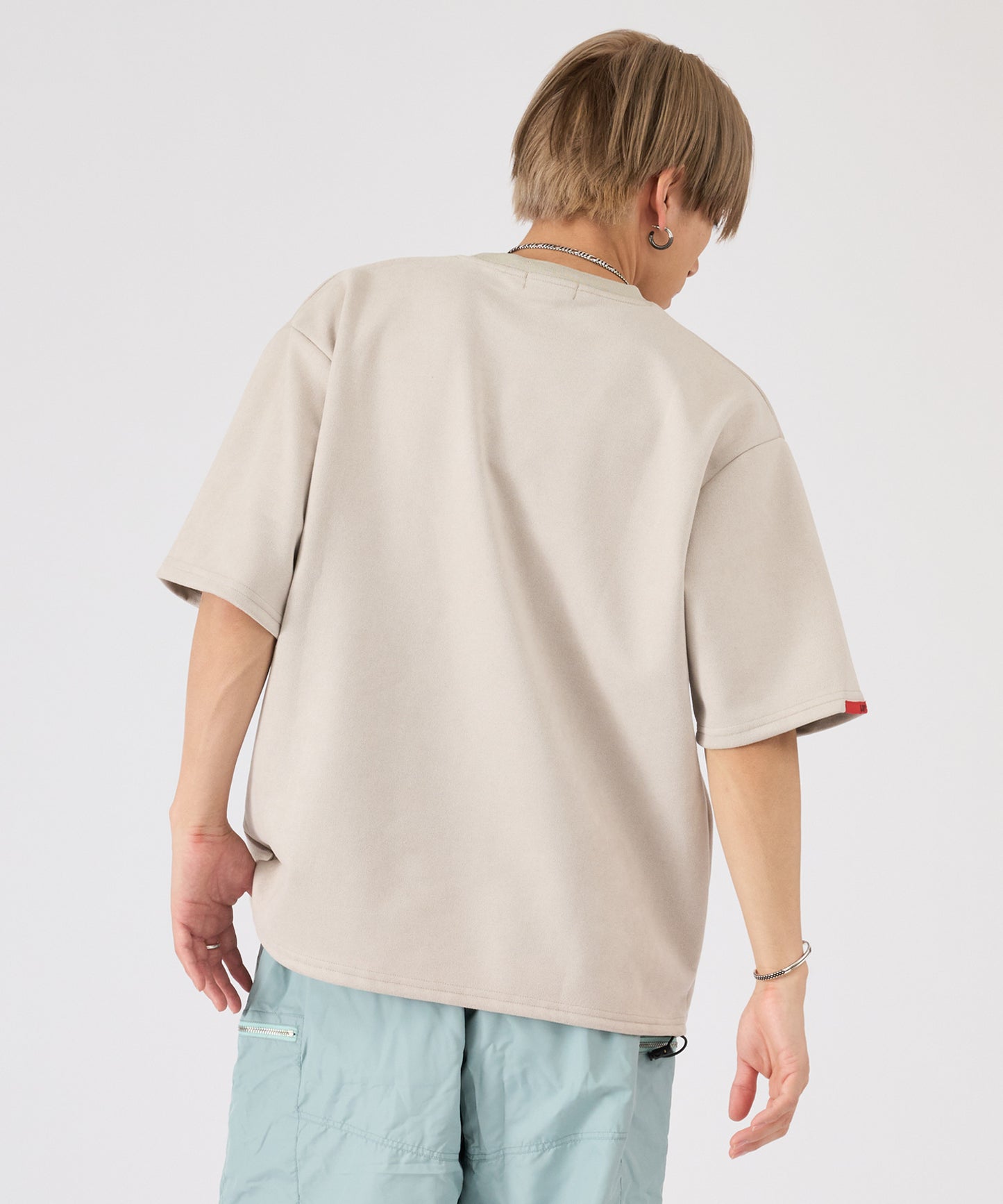 スエード サガラ刺繍半袖Tee