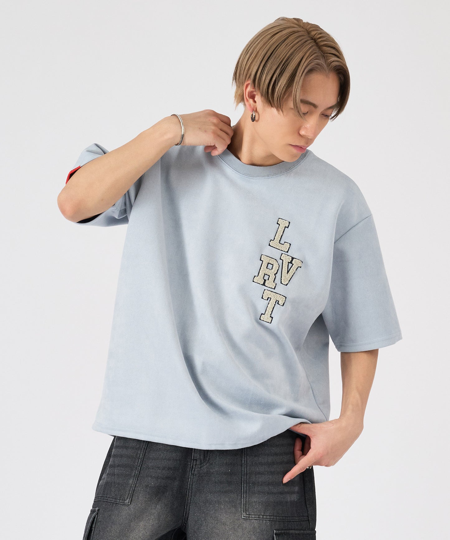 スエード サガラ刺繍半袖Tee