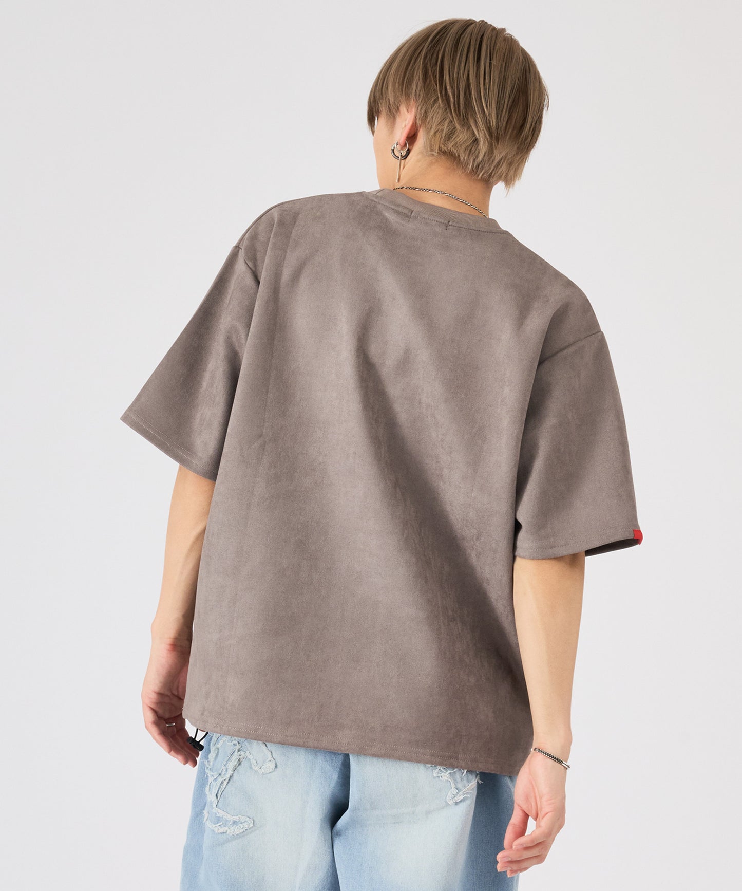 スエード サガラ刺繍半袖Tee