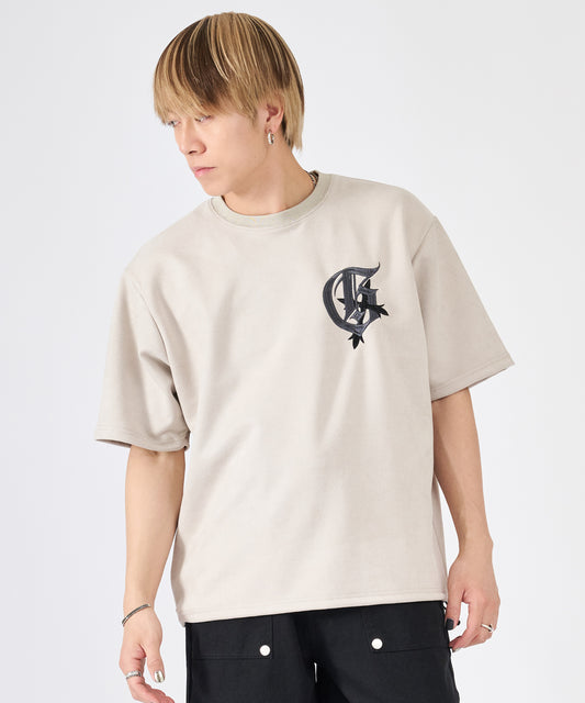 スエードロゴ刺繍半袖Tee