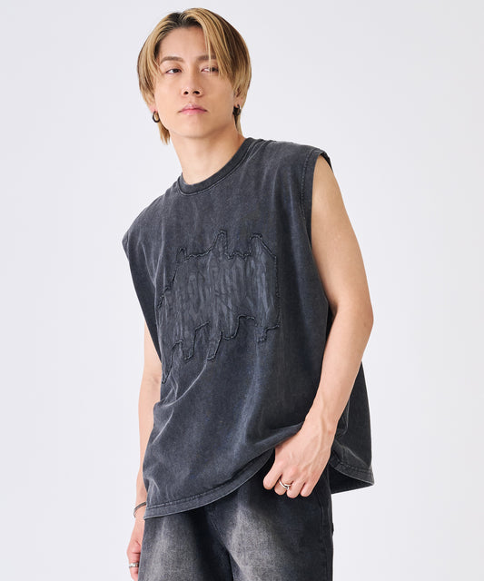 カットオフアップリケノースリーブ