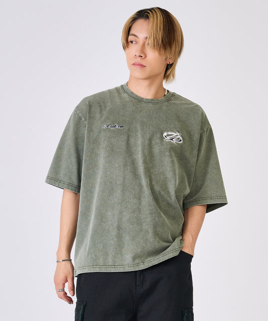 カットオフアップリケ半袖Tee