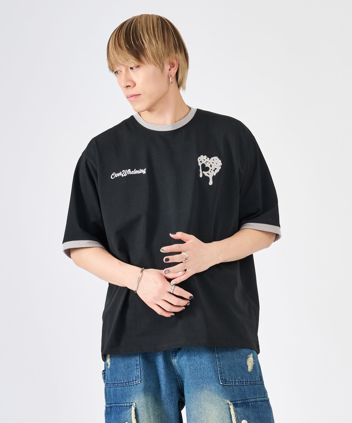 ハートサガラ刺繍半袖Tee