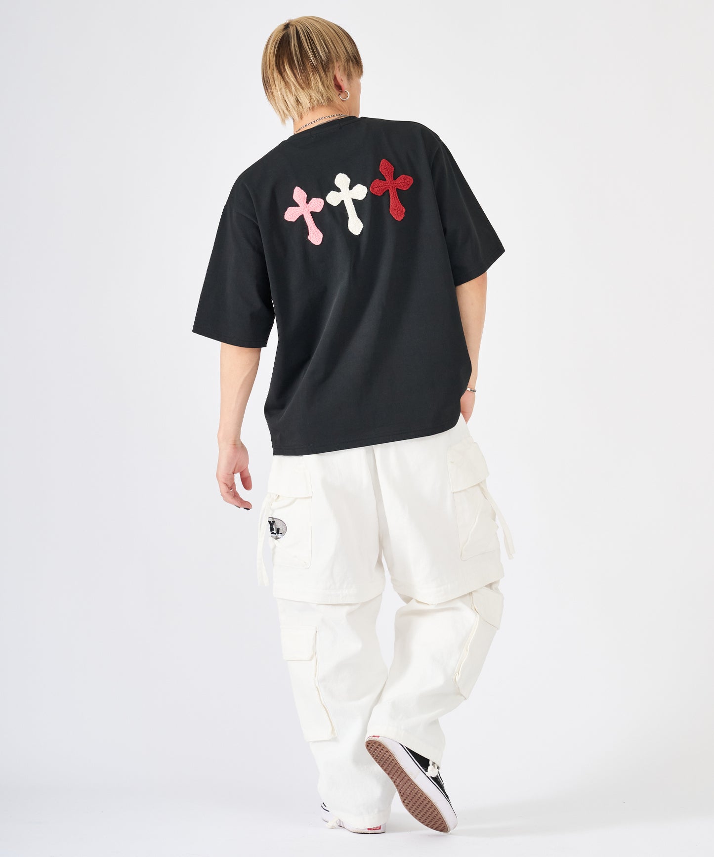 極太糸クロス刺繍半袖Tee