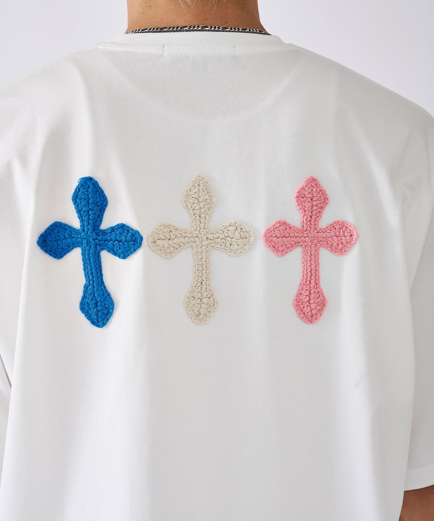 極太糸クロス刺繍半袖Tee