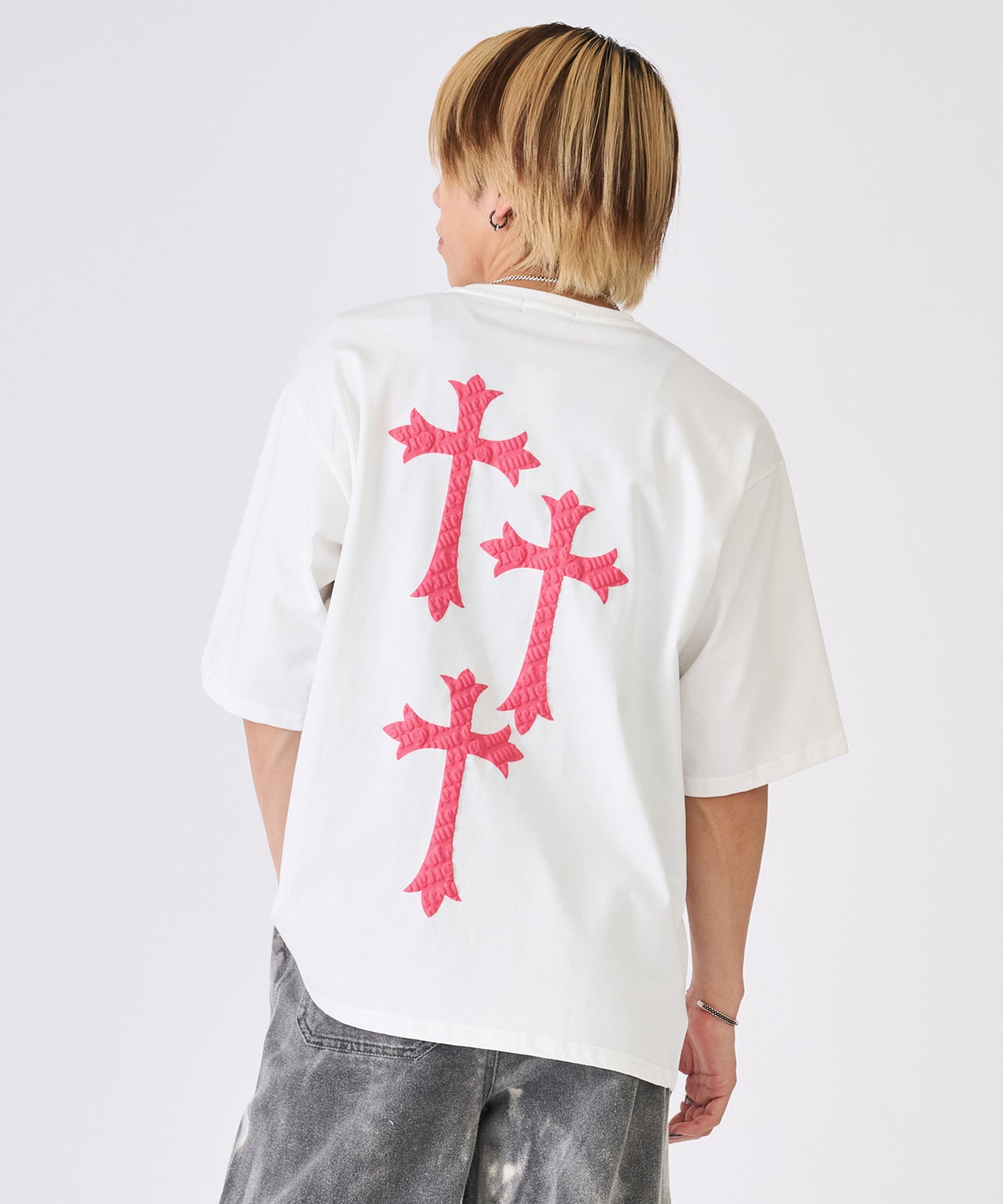 発泡プリントクロス半袖Tee