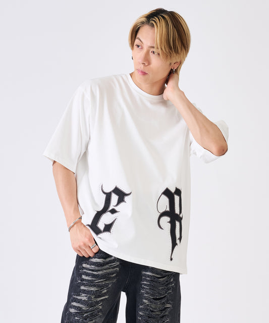 アップリケラインストーン半袖Tee