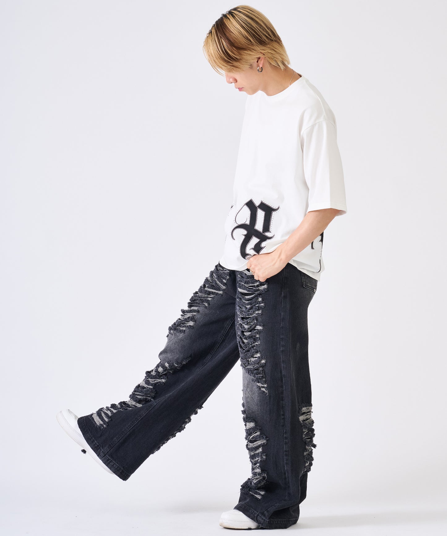 アップリケラインストーン半袖Tee