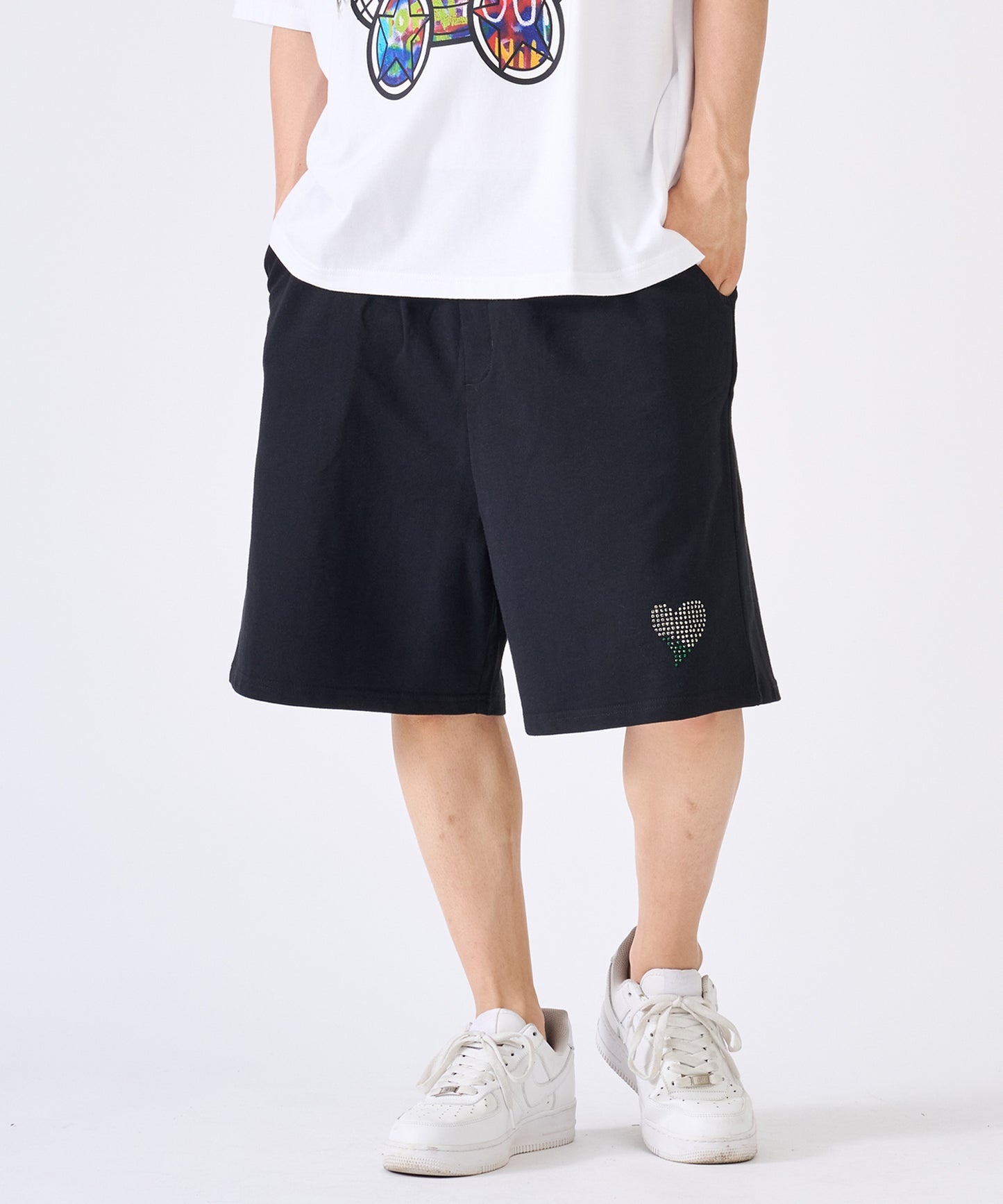 ハートラインストーンショートパンツ