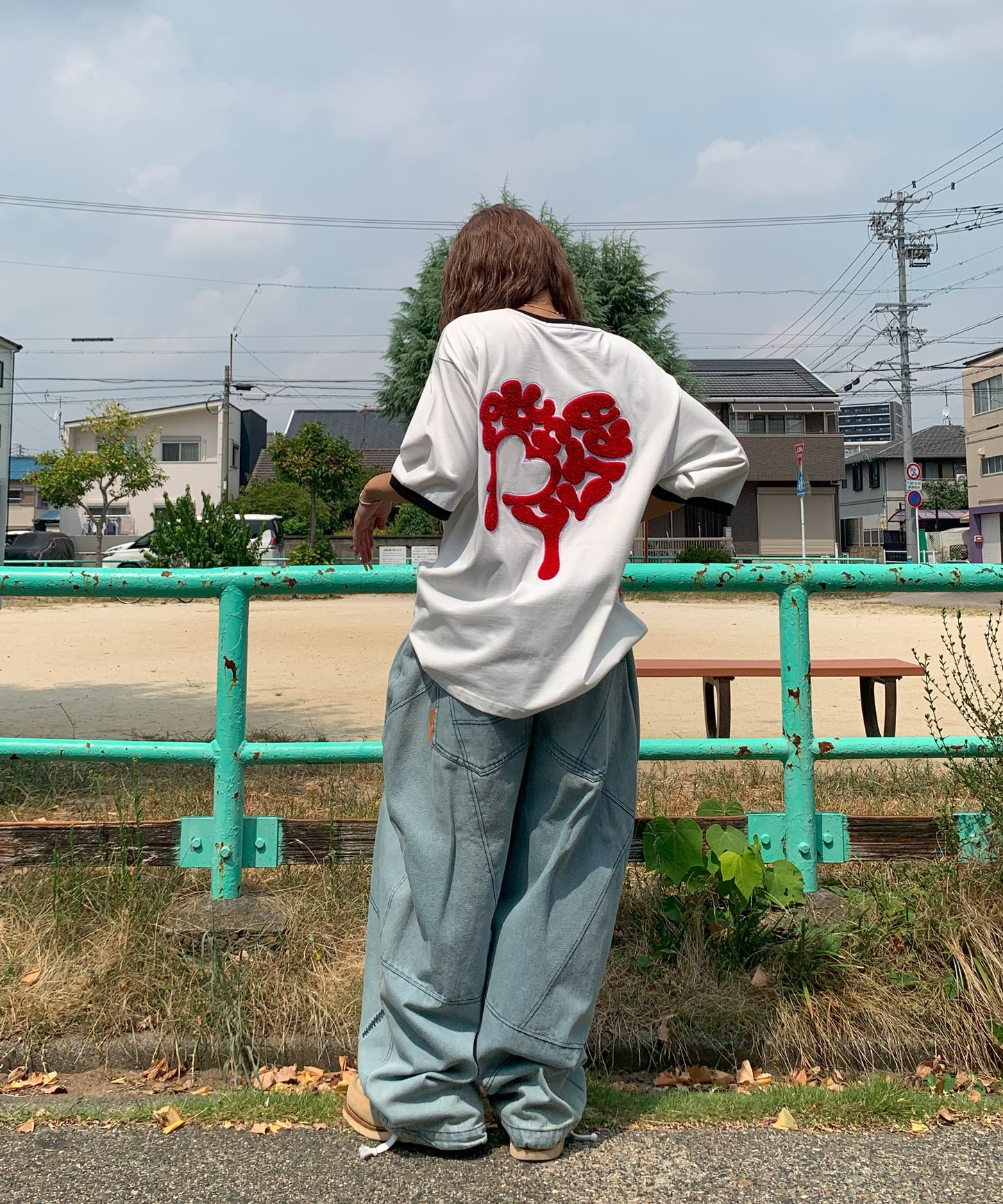 ハートサガラ刺繍半袖Tee