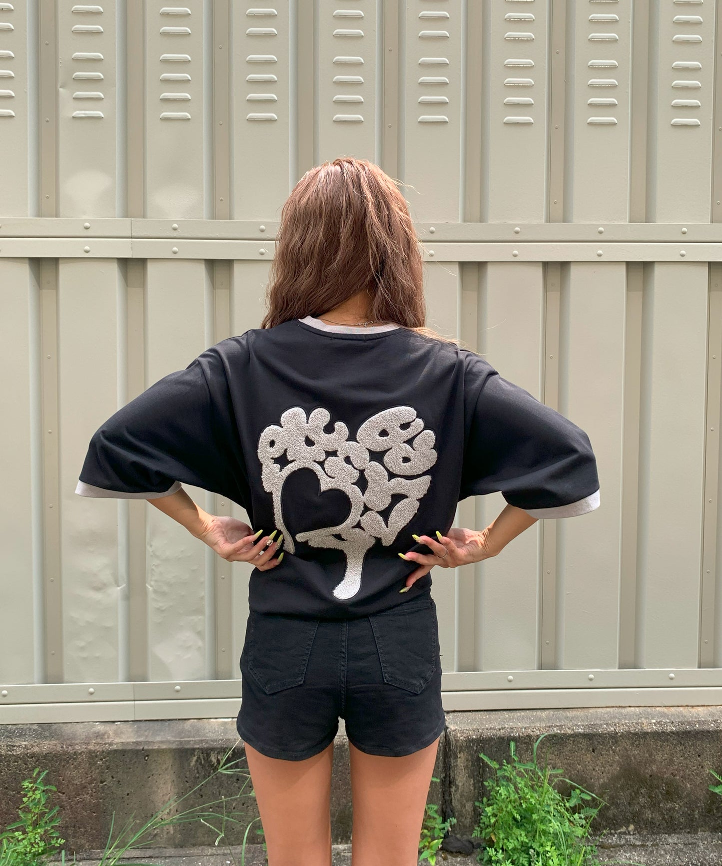 ハートサガラ刺繍半袖Tee