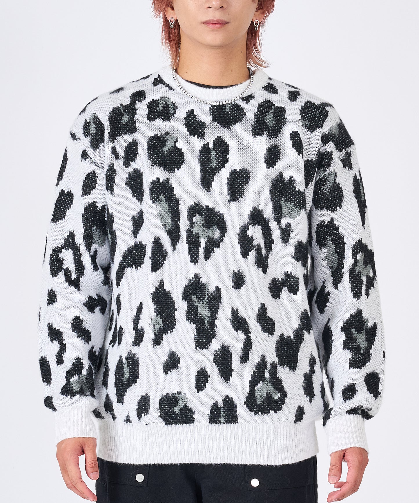 モヘアタッチレオパードニット