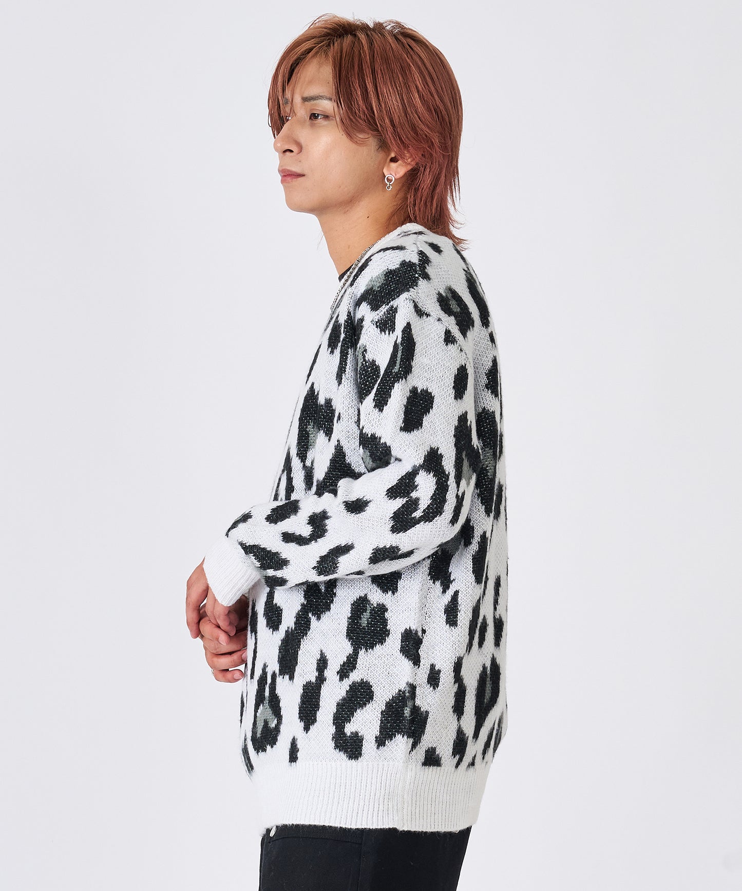 モヘアタッチレオパードニット