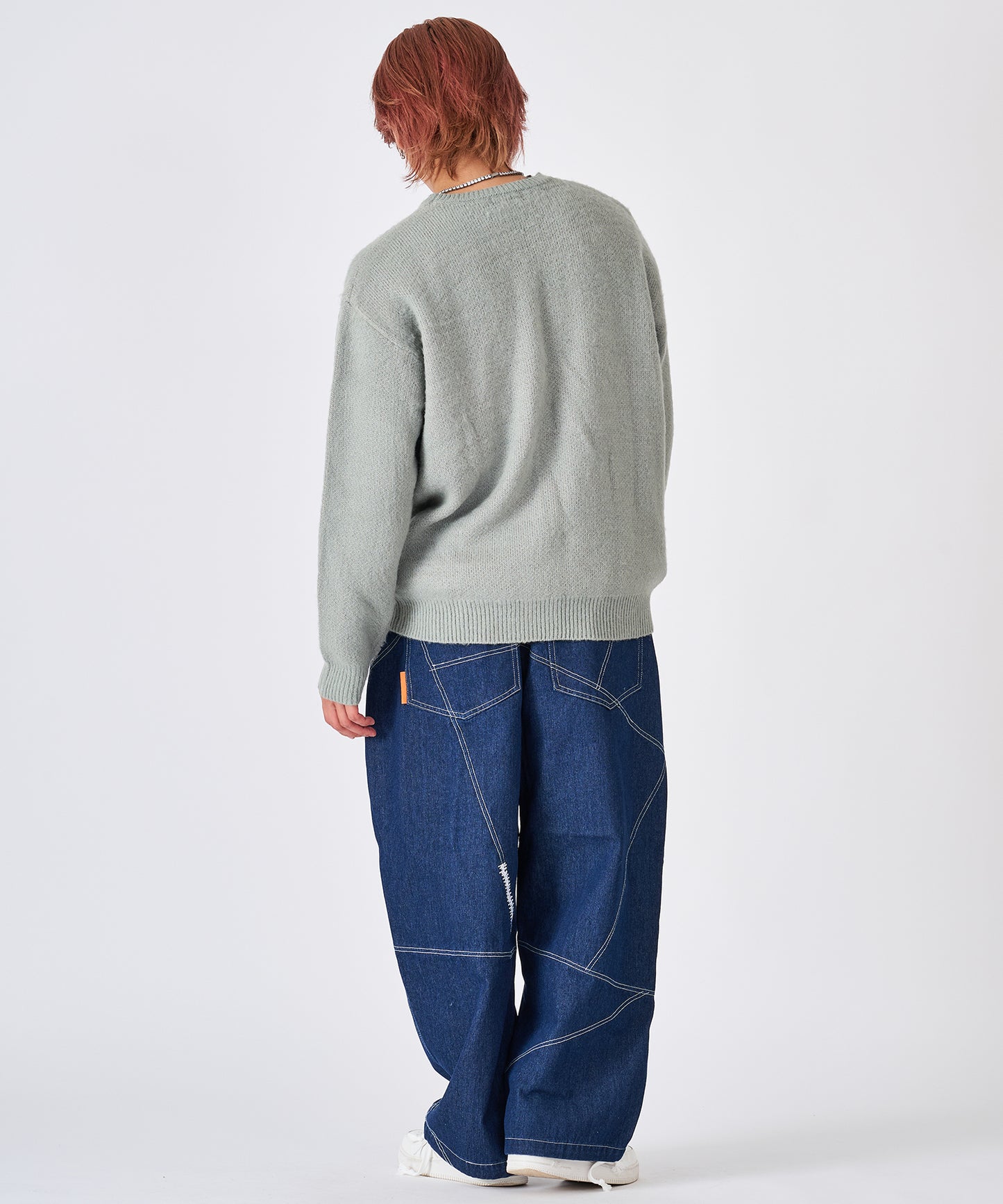 ハート柄モヘアタッチニット
