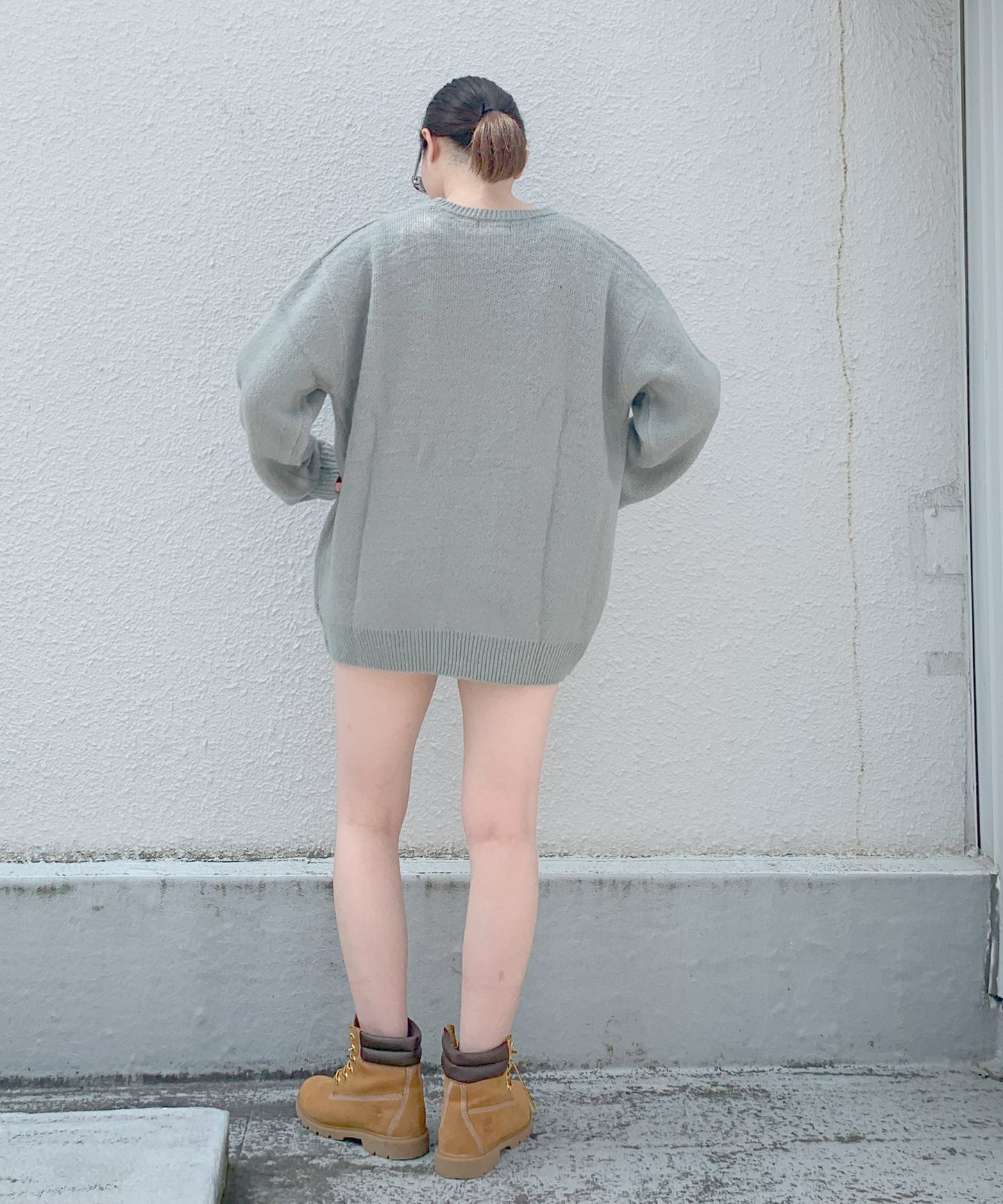 ハート柄モヘアタッチニット