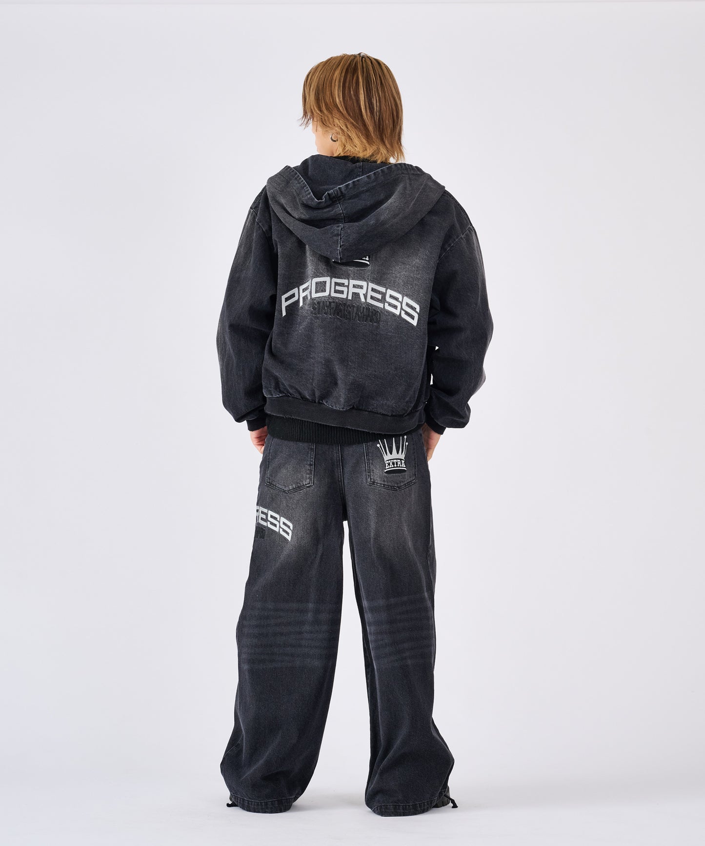 クラウン刺繍デニムセットアップ