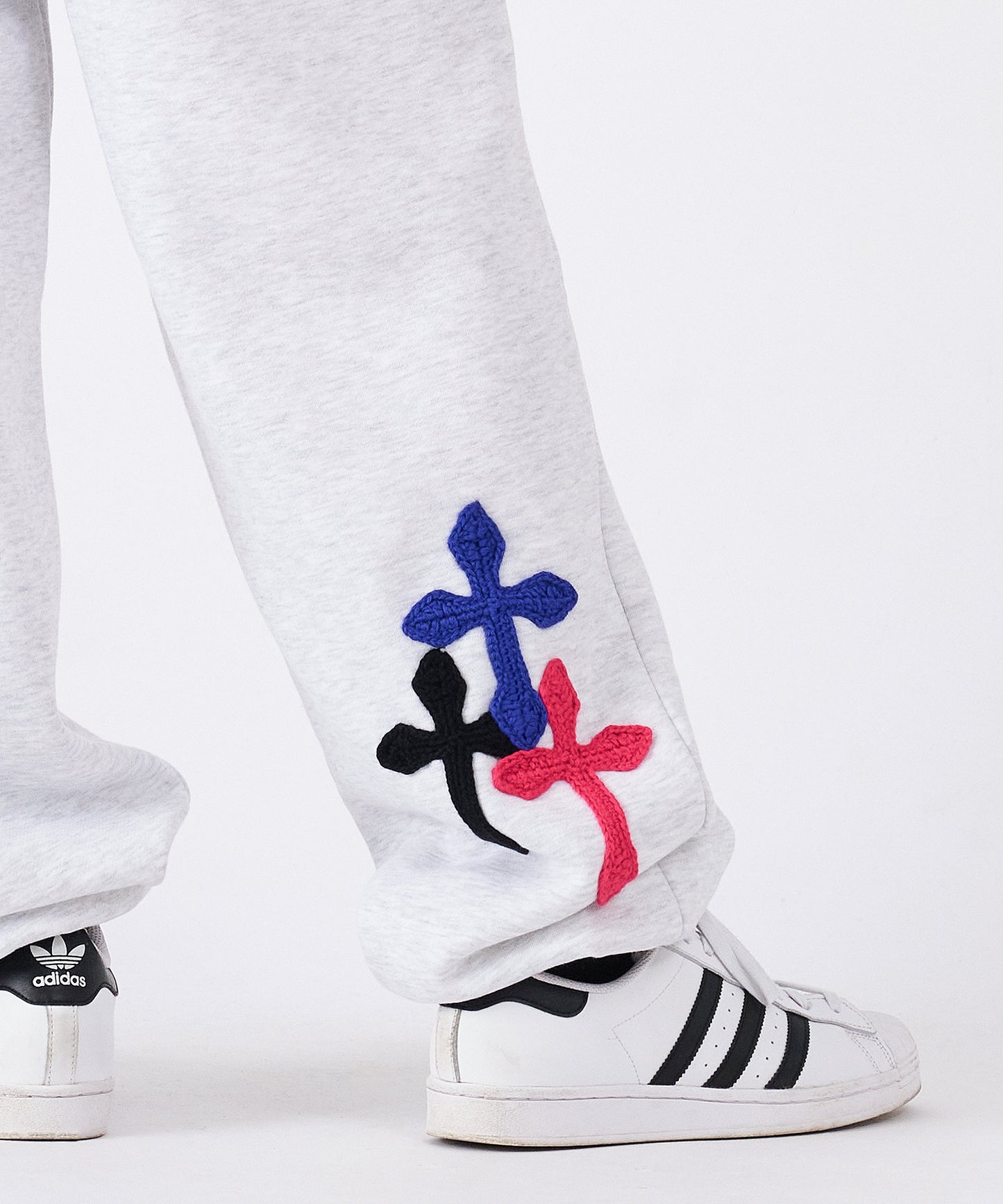 極太糸クロス刺繍スウェットパンツ