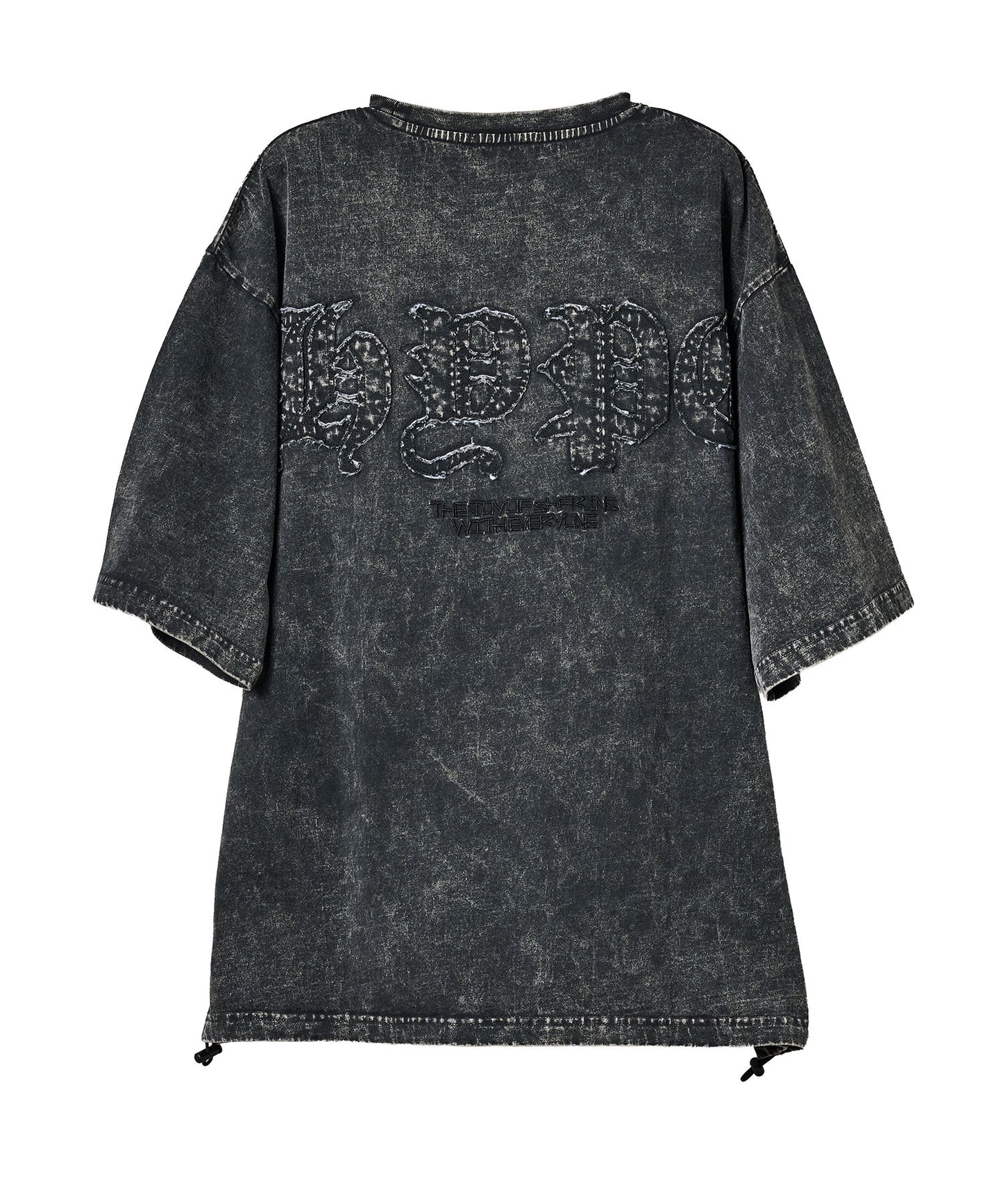 硫化天竺 ロゴアップリケ刺繍半袖Tシャツ