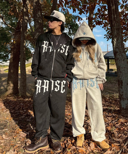 カットスエード　サガラ刺繍セットアップ