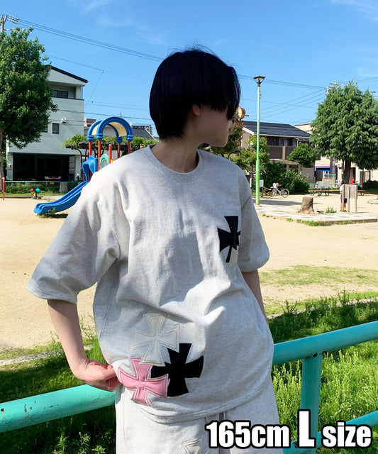 アイアンクロスPUアップリケ半袖Tシャツ