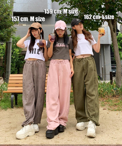 スエードエンボスワイドパンツ