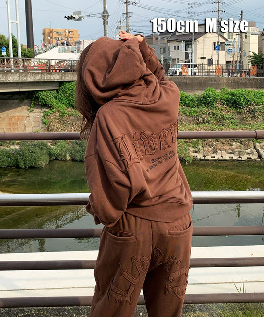 フリンジアップリケパーカー