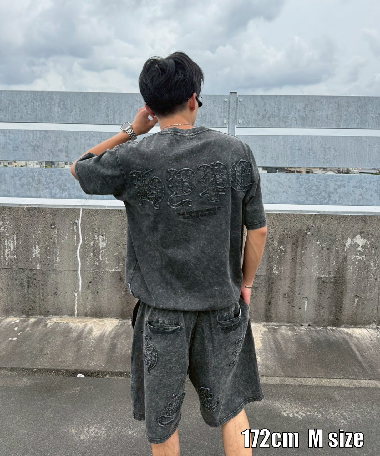 硫化天竺　ロゴアップリケ刺繍セットアップ