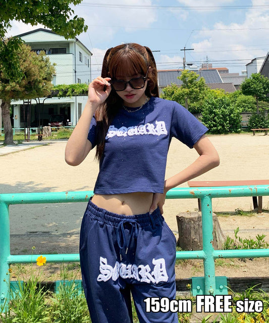 グリッターラメサガラ刺繍半袖Tシャツ