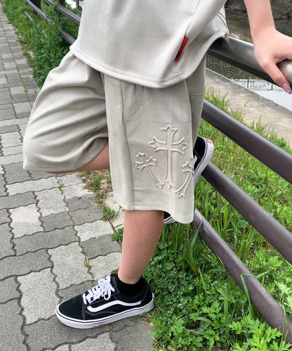 カットスエード　クロスエンボスショートパンツ