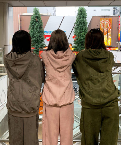 スエードエンボスプルパーカー