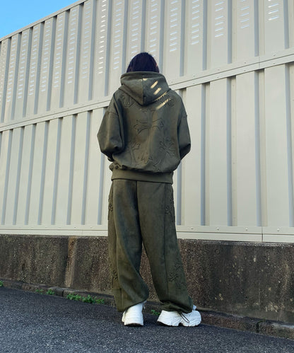 カットスエード　クロスエンボス セットアップ