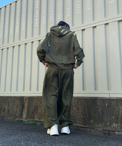カットスエード　クロスエンボス セットアップ