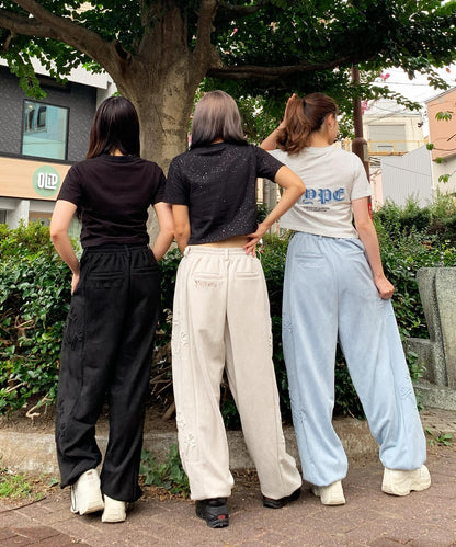 スエードエンボスワイドパンツ