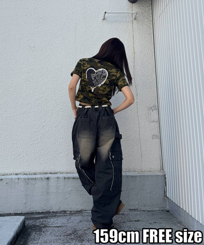 ハートサガラ刺繍半袖Tee