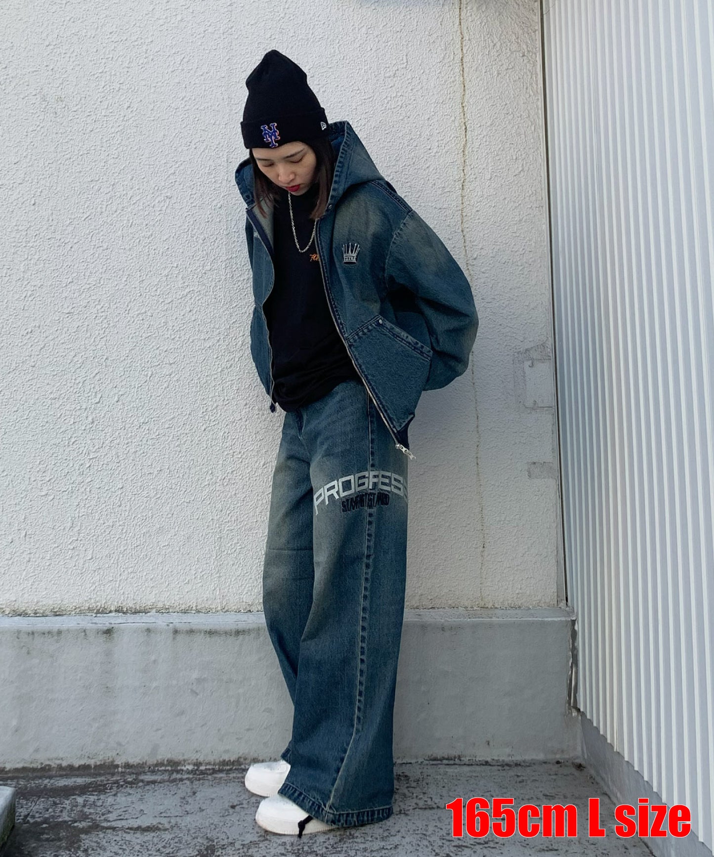 クラウン刺繍デニムセットアップ