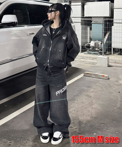 クラウン刺繍デニムセットアップ