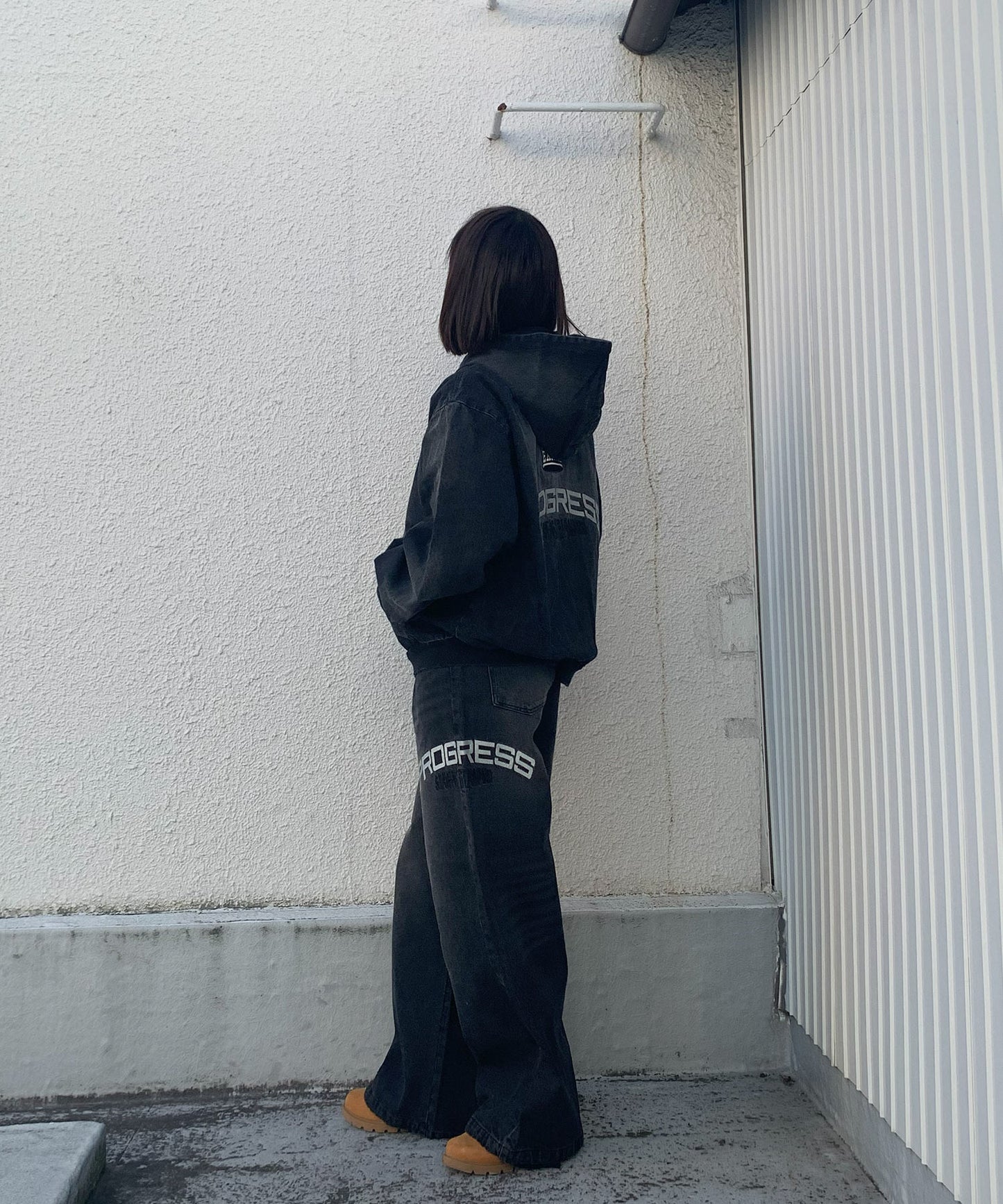 クラウン刺繍デニムセットアップ