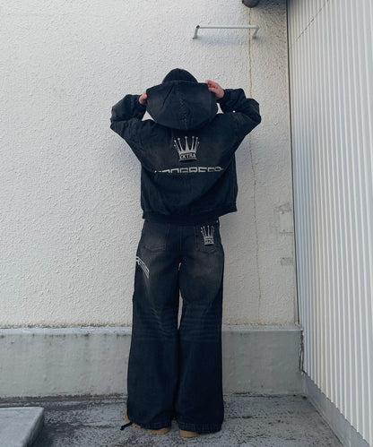 クラウン刺繍デニムセットアップ