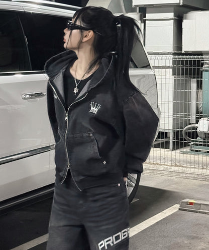 クラウン刺繍デニムセットアップ