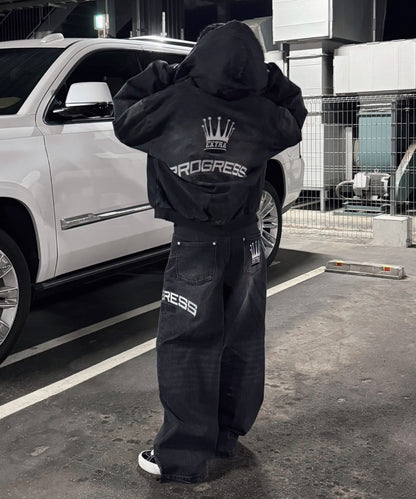 クラウン刺繍デニムセットアップ