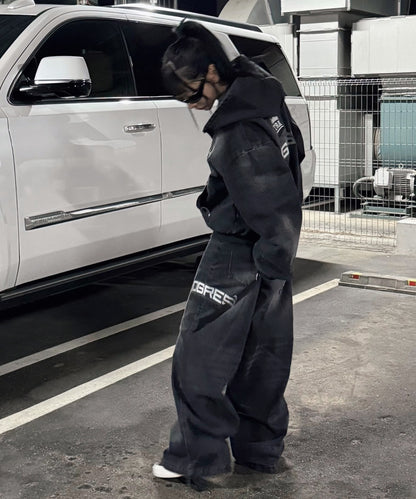 クラウン刺繍デニムセットアップ