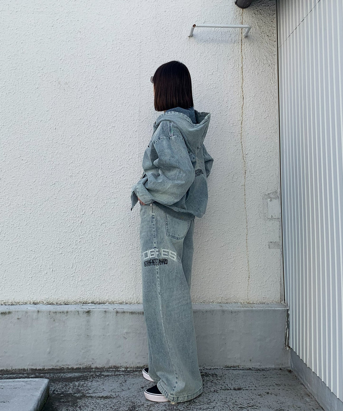 クラウン刺繍デニムセットアップ