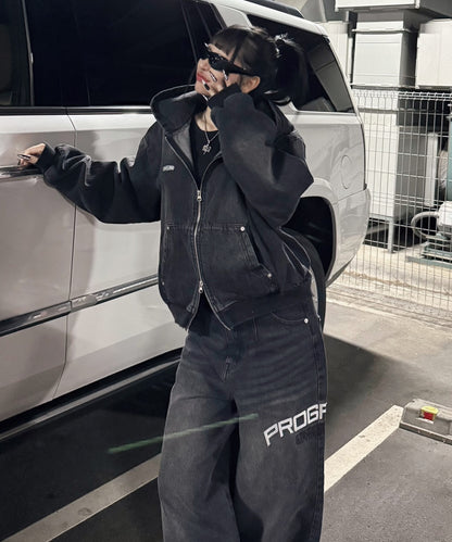 クラウン刺繍デニムセットアップ