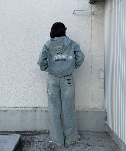 クラウン刺繍デニムセットアップ