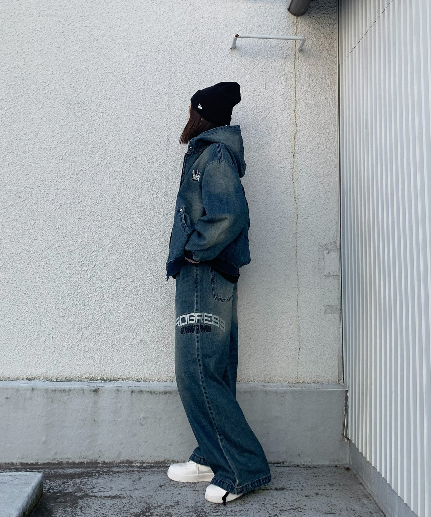 クラウン刺繍デニムセットアップ