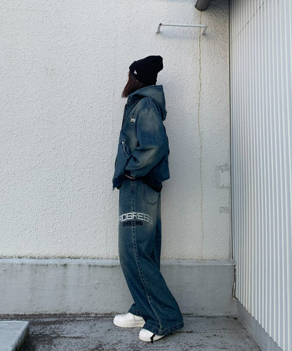 クラウン刺繍デニムセットアップ