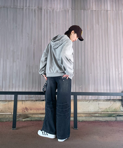 カットオフアップリケZIPパーカー